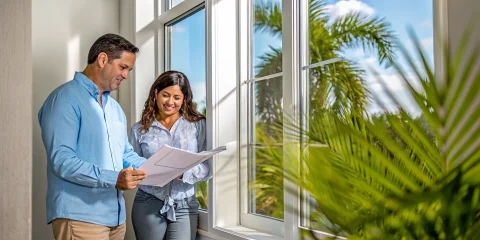International buyer reviewing foreign national mortgage loans Florida documents with an advisor