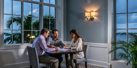 South Florida homebuyers discussing what does a mortgage broker do with an advisor