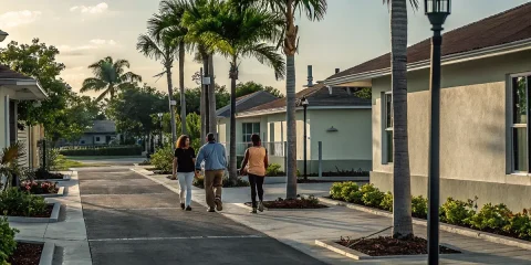 Scenic Lake Worth Beach neighborhood with palm trees and charming homes