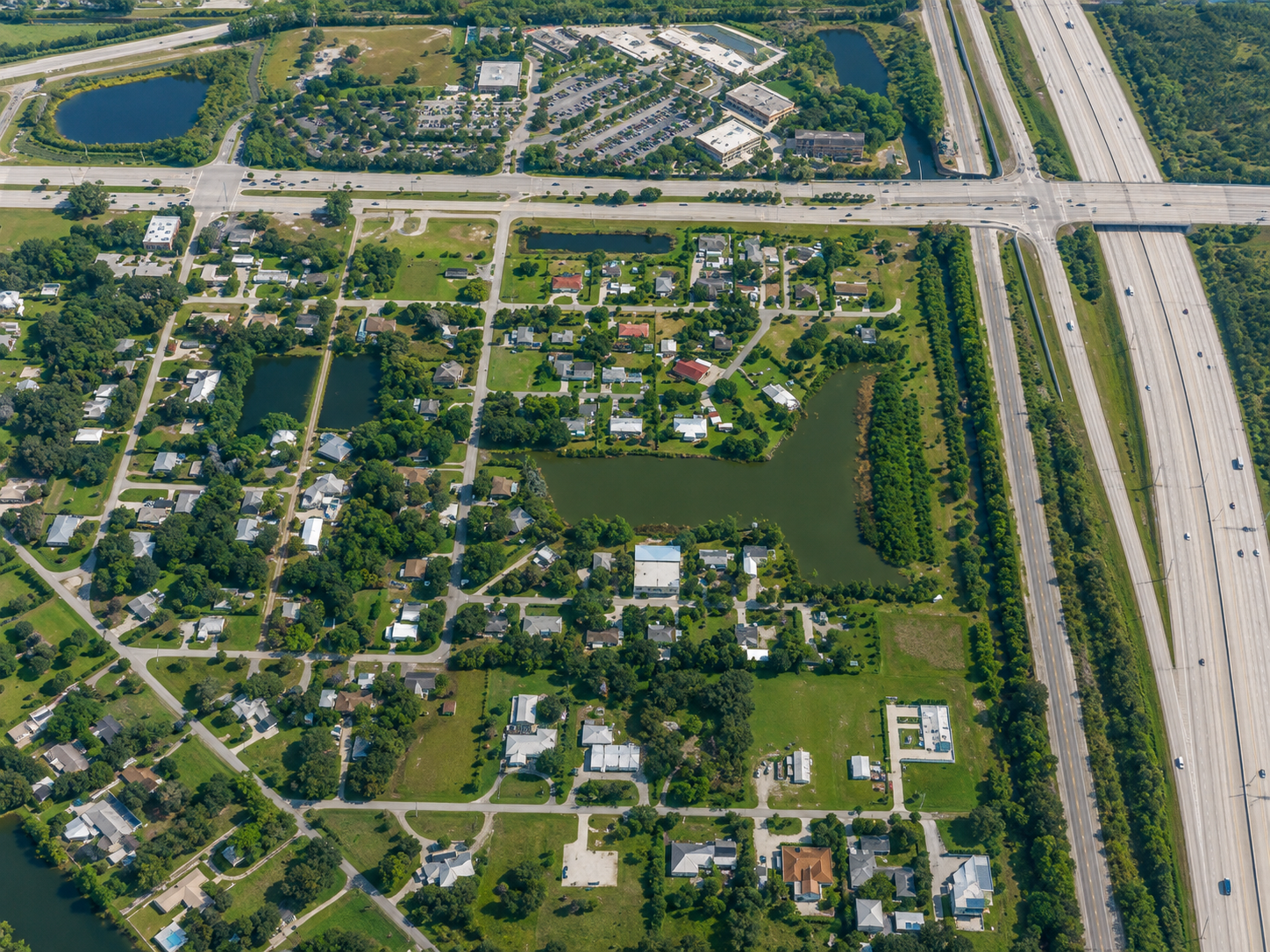 Aerial view of Cloud Lake Florida and surrounding Palm Beach County