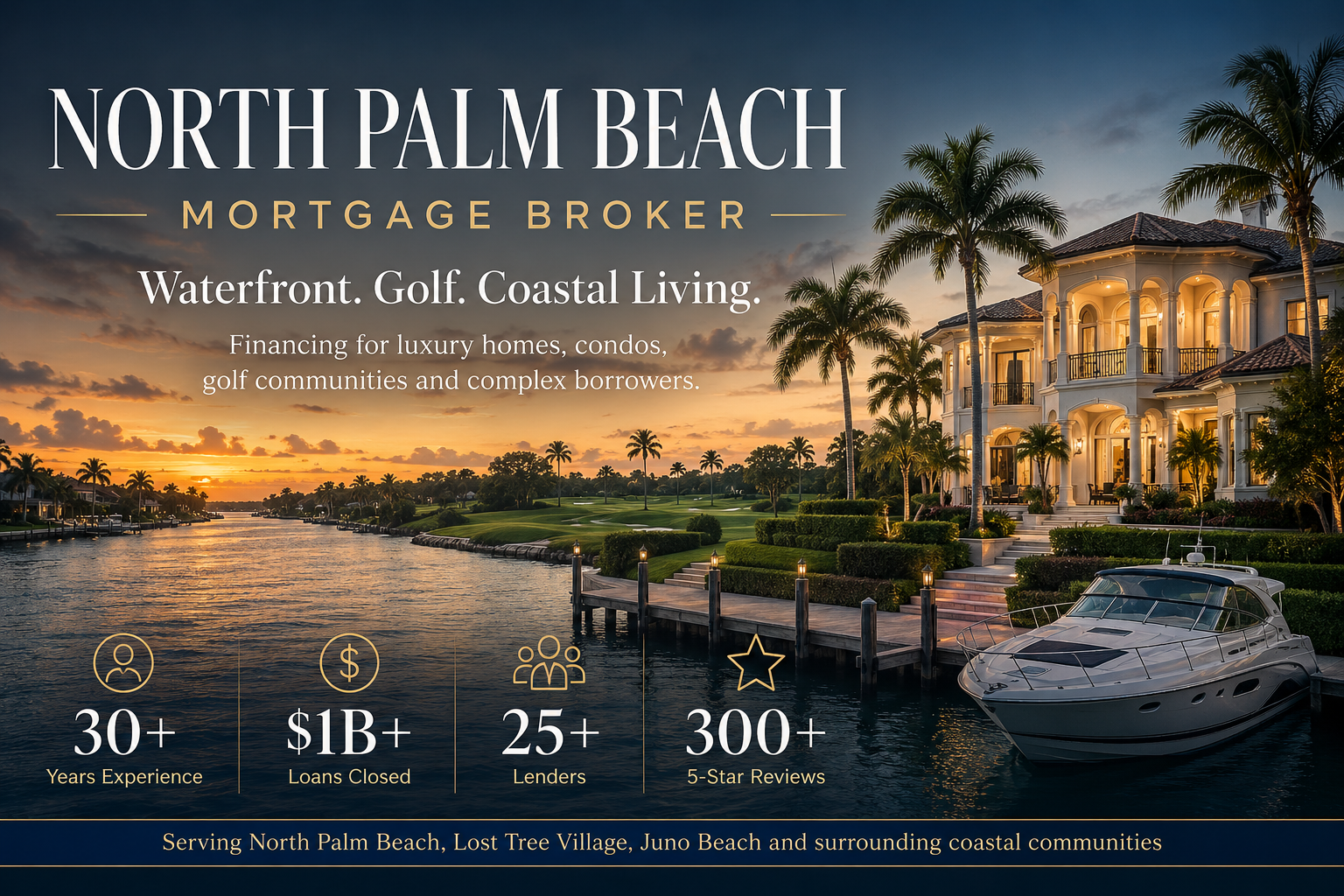 North Palm Beach mortgage broker for waterfront homes condos golf properties jumbo loans and complex borrowers