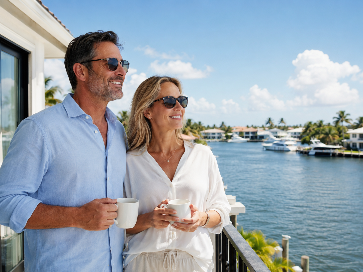 Couple overlooking the Intracoastal Waterway in Hypoluxo Florida