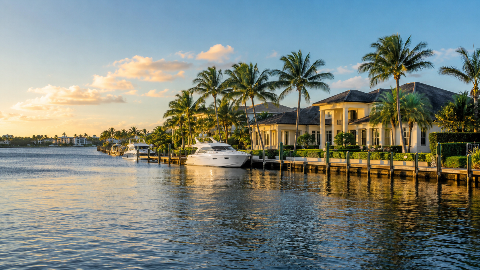 Lantana Intracoastal waterfront home, boat dock and coastal property