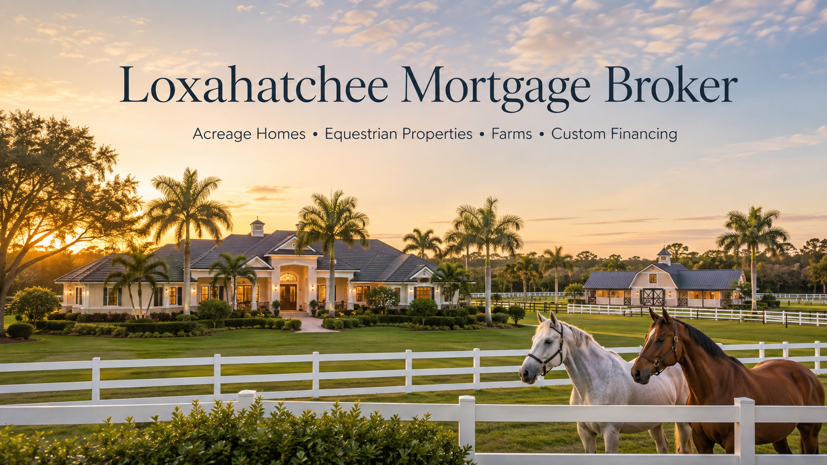 Loxahatchee mortgage broker for acreage homes equestrian properties farms and custom financing