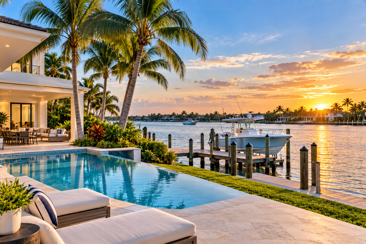 Waterfront villa with pool and marina in Jensen Beach, Florida