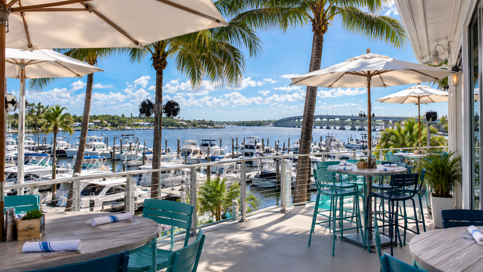 The Tidehouse restaurant overlooking the Stuart marina and harbor