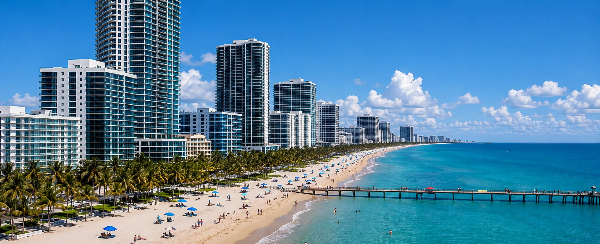Pompano Beach waterfront and oceanfront condominium buildings along the Intracoastal Waterway